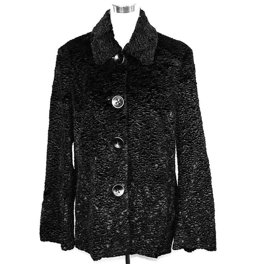 MARIELLA BURANI PEA COAT BLACK COTTON & VISCOSE US SIZE 12 NEW MADE IN ITALY 118